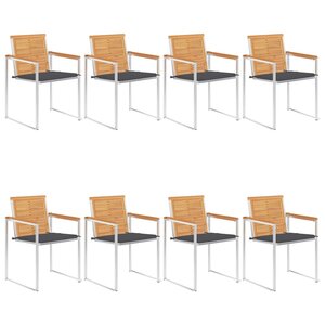 vidaXL Chaises de jardin lot de 8 avec coussins Bois de teck massif