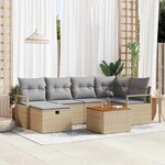 vidaXL Ensemble de canapé de jardin 7 Pièces Beige Poly rotin