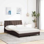 vidaXL Lit avec matelas Hanko marron foncé 140x190 cm tissu