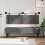 vidaXL Tête de lit suspendue Avec lumière LED Gris foncé Velours