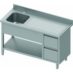 Plonge inox avec 1 bac - 2 tiroirs- profondeur 700 - stalgast -  - acier inoxydable1800x700 x700x900mm