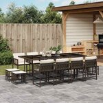 vidaXL Ensemble à manger de jardin avec coussins 13 Pièces marron rotin