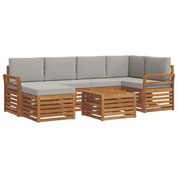 vidaXL Ensemble de canapés d'extérieur 7 pc Gris Naturel et Clair