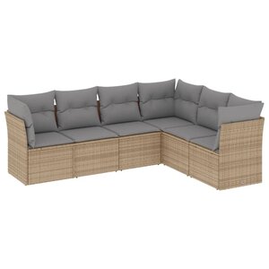 vidaXL Salon de jardin avec coussins 6 Pièces beige résine tressée