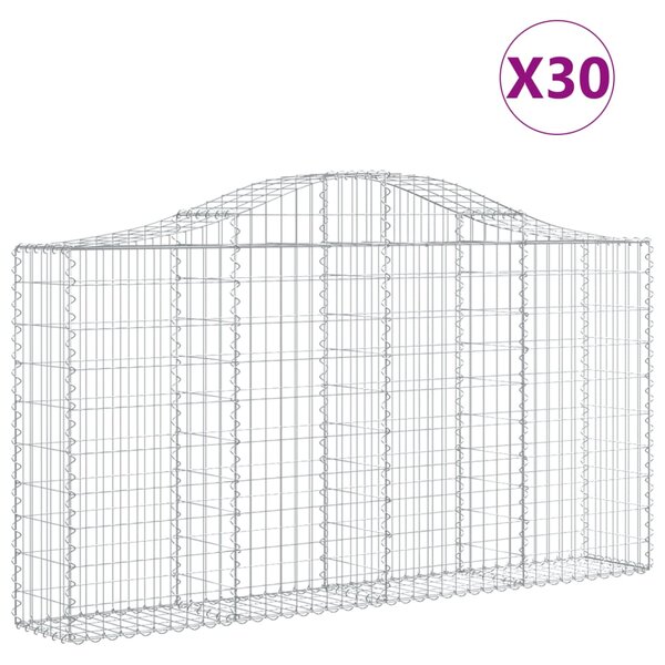 vidaXL Paniers à gabions arqués 30 Pièces 200x30x100/120 cm Fer galvanisé