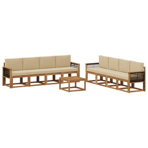 vidaXL Ensemble de canapés d'extérieur avec coussin 7 Pièces Naturel