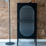 Vitrine noire avec porte en verre ondulé 50 x 35 x 110 cm