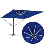 vidaXL Parasol Cantilever Roma avec des LEDs bleues – 286 x 285 x 270 cm  en aluminium.