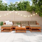 vidaXL Ensemble de salon de jardin 7 Pièces Brun cire Bois de pin massif