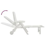 vidaXL Chaise longue pliable avec roues blanc PP