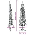 vidaXL Demi sapin de Noël artificiel mince avec neige floquée 150 cm
