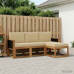 vidaXL Ensemble de canapés d'extérieur avec coussin 4 Pièces Naturel