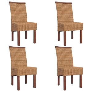 vidaXL Chaises à manger lot de 4 marron rotin naturel