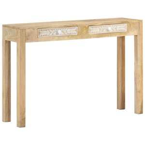 vidaXL Table console 110x30x75 cm bois de manguier massif blanchi