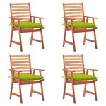 vidaXL Chaises à manger d'extérieur lot de 4 et coussins Acacia massif
