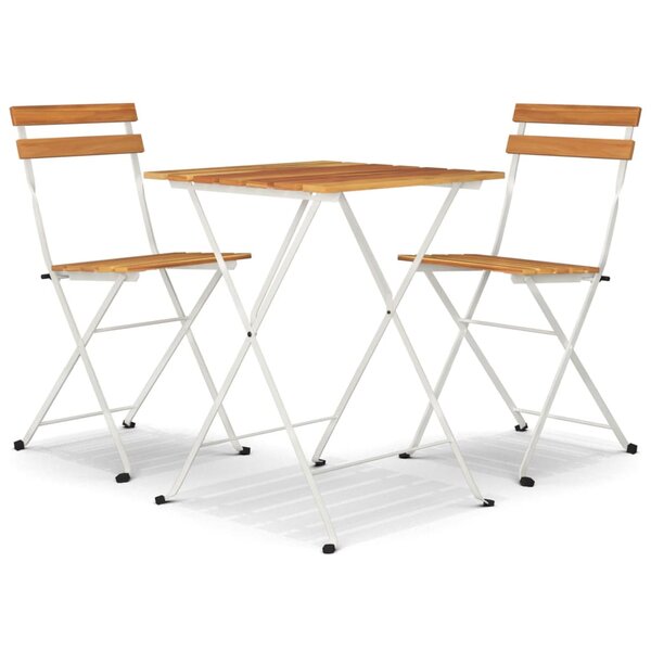 vidaXL Ensemble de bistro pliable 3 Pièces Bois d'acacia solide et acier