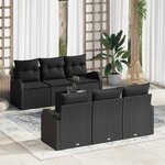 vidaXL Ensemble de canapé de jardin 7 Pièces Noir 55 x 55 x 37 cm