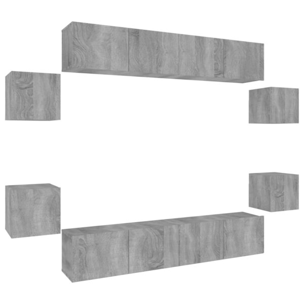 vidaXL Ensemble de meubles TV 8 Pièces Sonoma gris Bois d'ingénierie