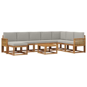 vidaXL Ensemble de canapés d'extérieur 9 Pièces Naturel et gris clair