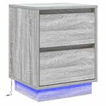 vidaXL Meuble de chevet avec lumières LED Gris Sonoma 39x34 5x50 cm