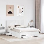vidaXL Cadre de lit avec tiroir Blanc 160 x 200 cm Bois d'ingénierie