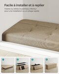 Banc de rangement pliable pouf coffre bout de lit banquette 110 x 38 x 38 cm tissu façon lin charge 300 kg pour entrée chambre beige 12_0004151