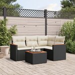 vidaXL Salon de jardin 5 Pièces avec coussins noir résine tressée