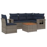 vidaXL Salon de jardin 6 Pièces avec coussins gris résine tressée