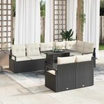 vidaXL Ensemble de canapé de jardin 9 Pièces Noir Poly rotin