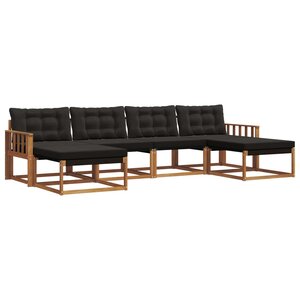 vidaXL Ensemble de canapés d'extérieur 6 pc Naturel et Noir