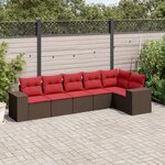 vidaXL Salon de jardin 6 Pièces avec coussins marron résine tressée