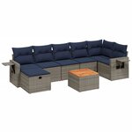vidaXL Salon de jardin 8 Pièces avec coussins gris résine tressée