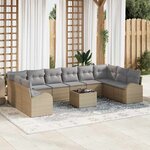 vidaXL Ensemble de canapé de jardin 11 Pièces Beige  Gris clair