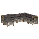 vidaXL Salon de jardin avec coussins 7 Pièces gris résine tressée