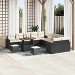 vidaXL Ensemble de canapé de jardin avec coussin 13 Pièces Noir et crème