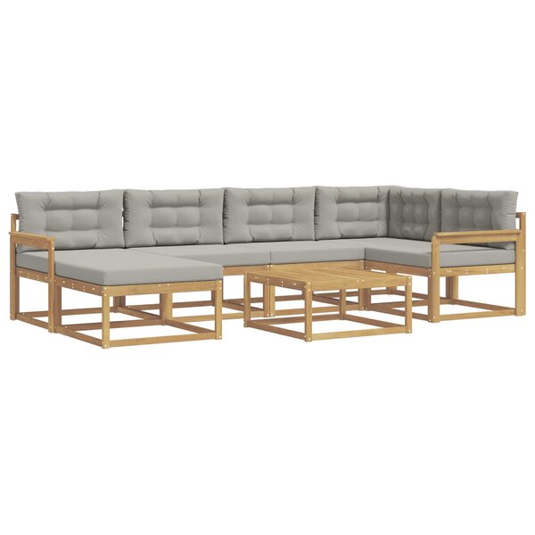 vidaXL Ensemble de canapés d'extérieur 7 Pièces Blanc et gris clair