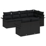 vidaXL Ensemble de jardin 7 pièces avec coussins - Rattan synthétique noir