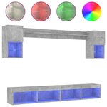 vidaXL Unités murales TV avec LED 6 Pièces gris béton bois d'ingénierie