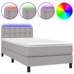 vidaXL Sommier à lattes de lit avec matelas et LED Gris clair 90x190cm