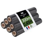 Pack and Move - Lot 6 rouleaux film étirable - 300 m - Noir - Film déménagement Film emballage Film palette Film protection