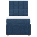vidaXL Sommier à lattes de lit avec matelas Bleu 90x200 cm Tissu