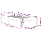 vidaXL Cadre de lit sans matelas cire marron 75x190 cm bois pin massif
