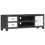 vidaXL Meuble TV sculpté à la main Gris et blanc 120x30x40 cm Manguier