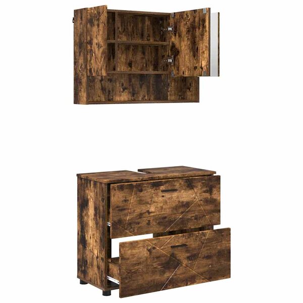 vidaXL Ensemble de mobilier de salle de bain 2 Pièces Chêne fumé