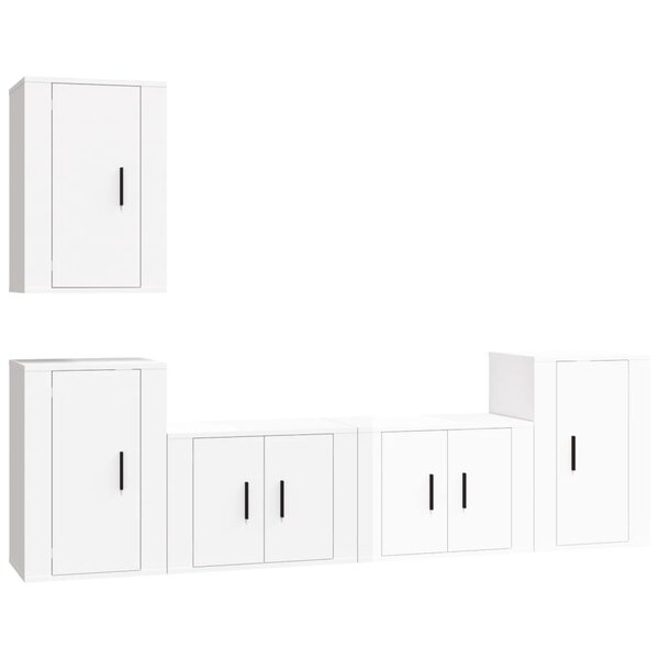 vidaXL Ensemble de meubles TV 5 Pièces Blanc brillant Bois d'ingénierie