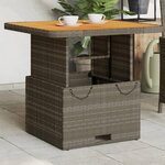 vidaXL Table de jardin gris 80x80x71 cm résine tressée et bois acacia