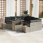 vidaXL Ensemble de canapé de jardin 9 Pièces Gris clair 100 x 55 x 73 cm
