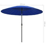 vidaXL Parasol d'extérieur avec mât en aluminium 270 cm Bleu azuré