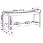 vidaXL Banc de jardin blanc 108x35x45 cm bois massif de pin