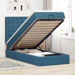 vidaXL Cadre de lit ottoman avec matelas bleu foncé 100x200 cm velours